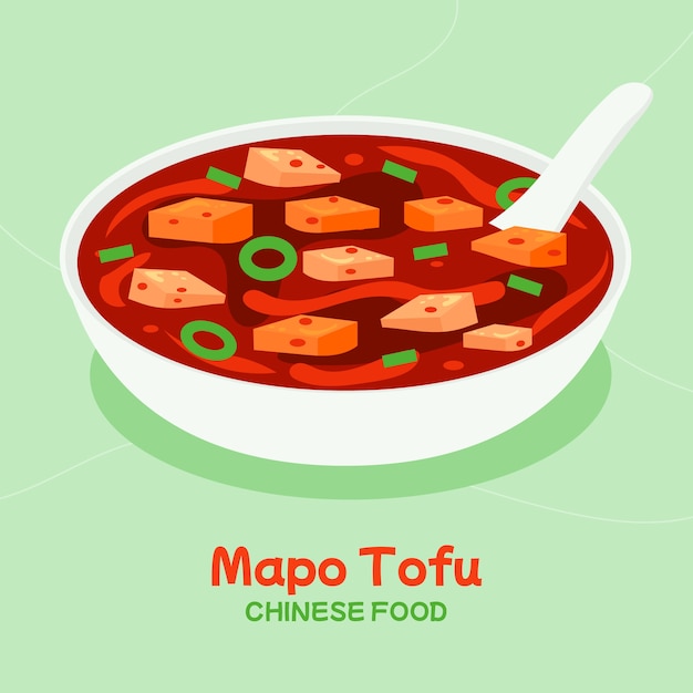 Hand drawn flat design chinese food illustration