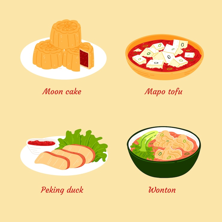 Free Vector hand drawn flat design chinese food illustration