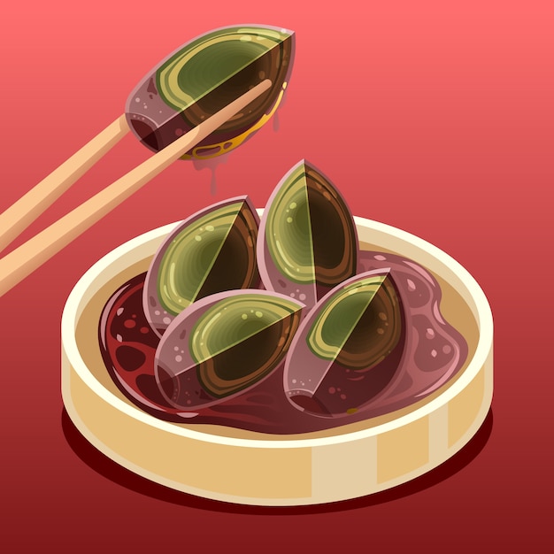 손으로 그린 평면 디자인 중국 음식 그림