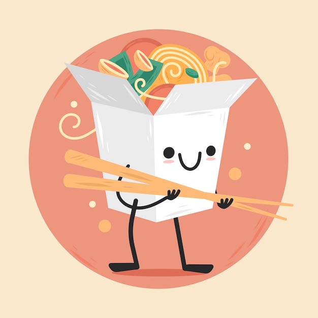 Hand drawn flat design chinese food illustration