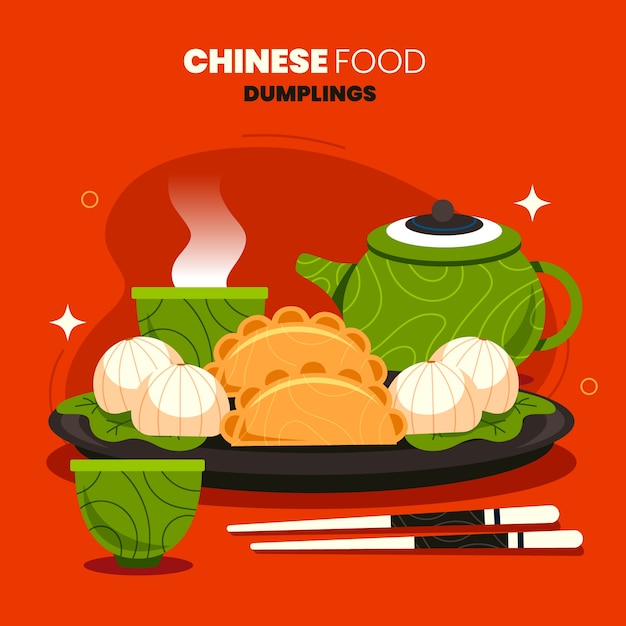 Free vector hand drawn flat design chinese food illustration