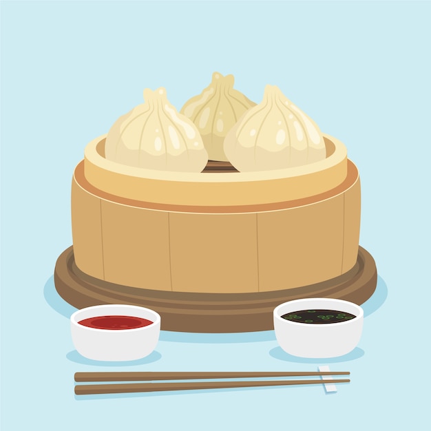 Hand drawn flat design chinese food