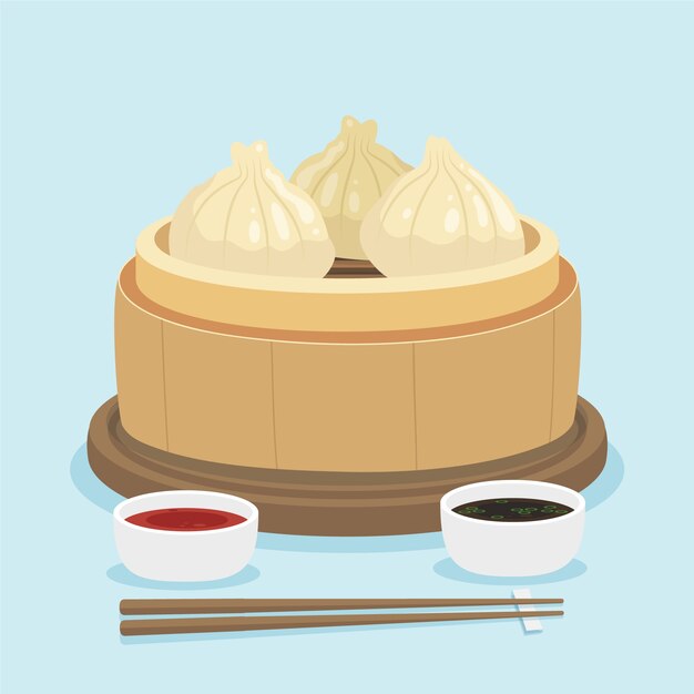 Hand drawn flat design chinese food