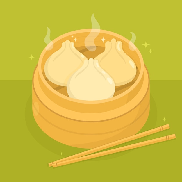 Hand drawn flat design chinese food