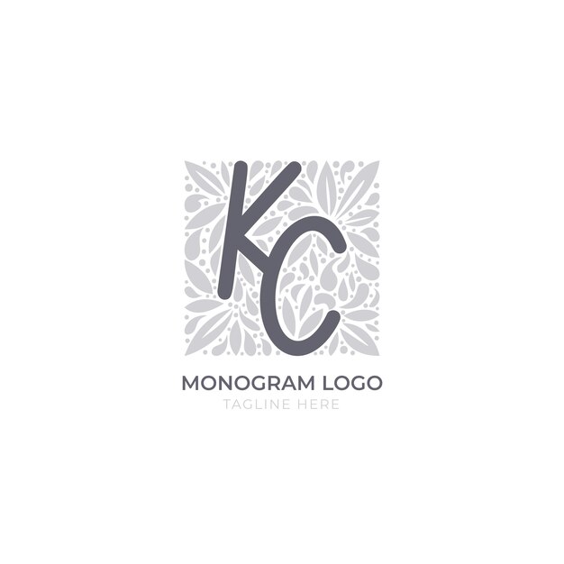 Hand drawn flat design ck or kc logo