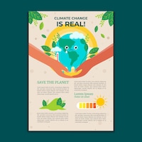 Hand drawn flat design climate change flyers