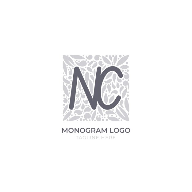 Hand drawn flat design cn or nc logo