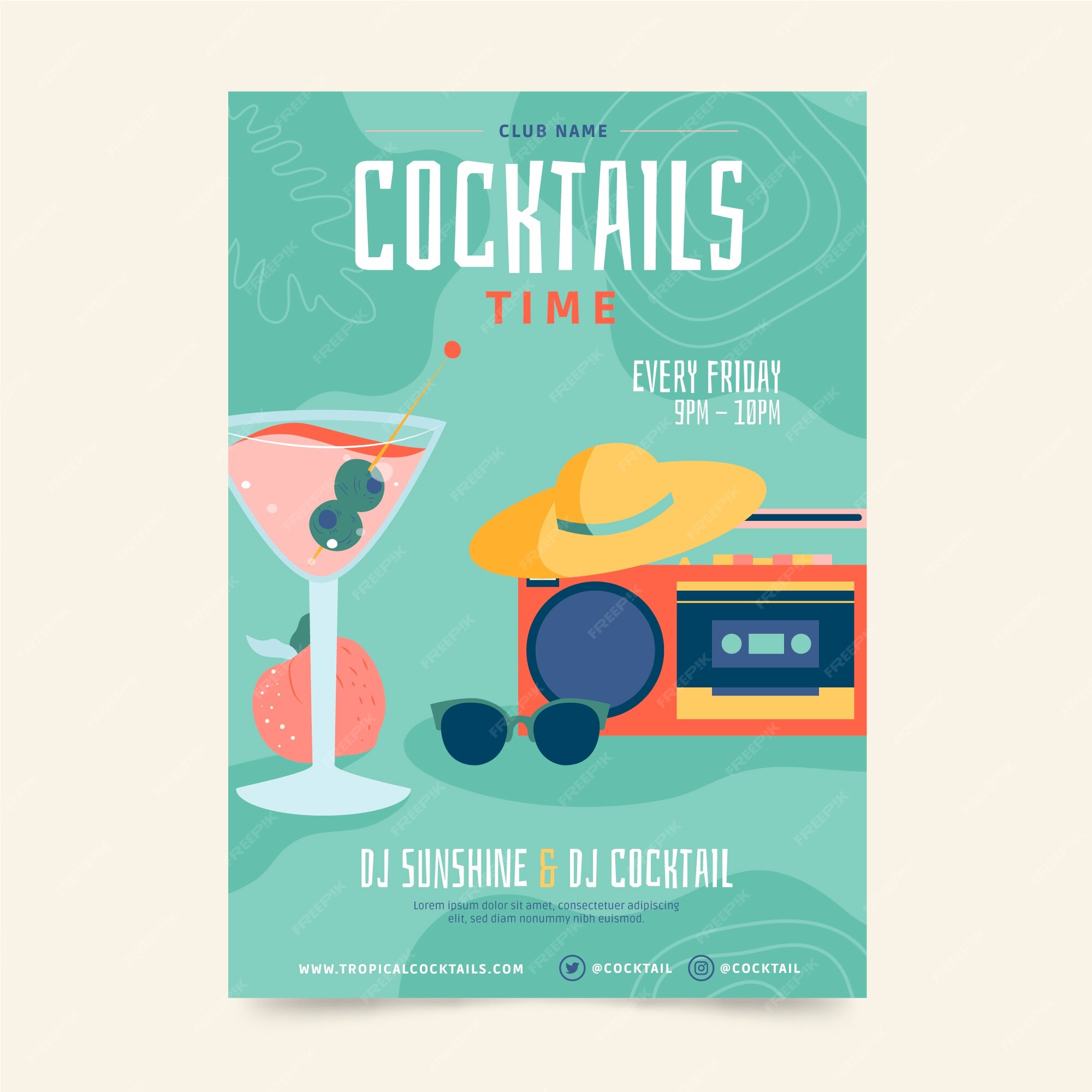 Retro Cocktail Party Poster Background Wallpaper Image For Free