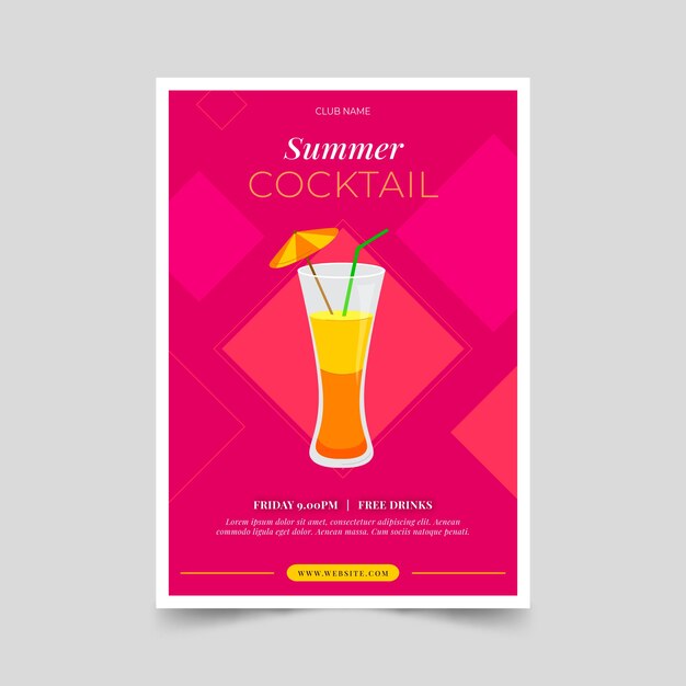 Hand drawn flat design cocktail flyer