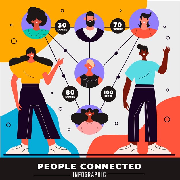 Hand drawn flat design connecting people infographic