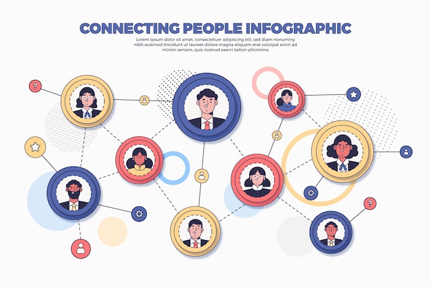 Hand drawn flat design connecting people infographic