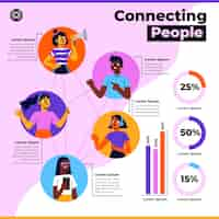 Free vector hand drawn flat design connecting people infographic