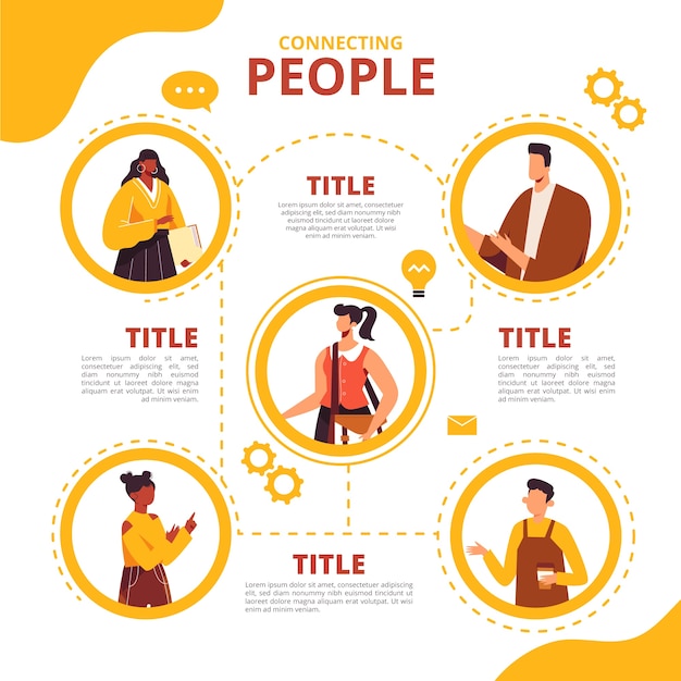 Hand drawn flat design connecting people infographic