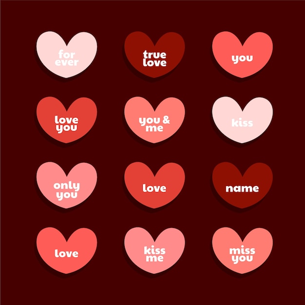 Free vector hand drawn flat design conversation hearts collection