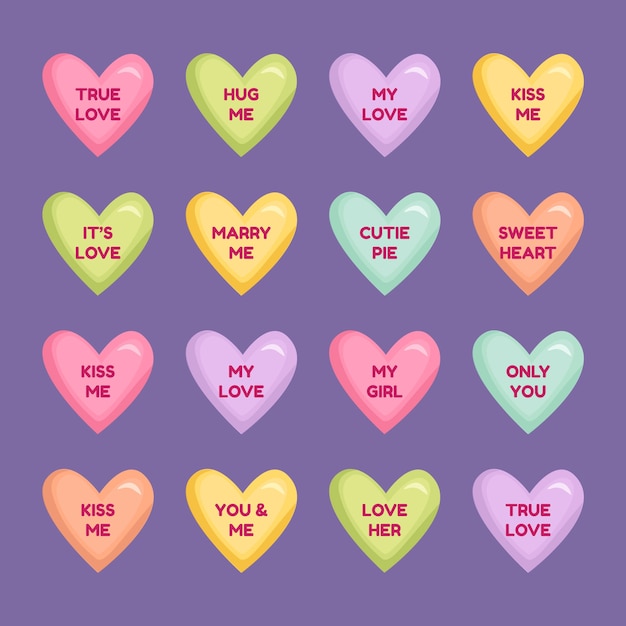 Free vector hand drawn flat design conversation hearts collection