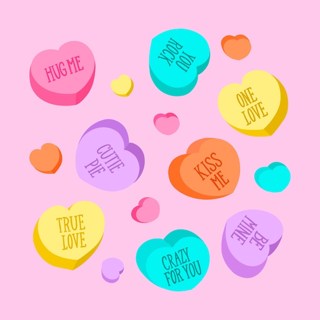 Free vector hand drawn flat design conversation hearts collection