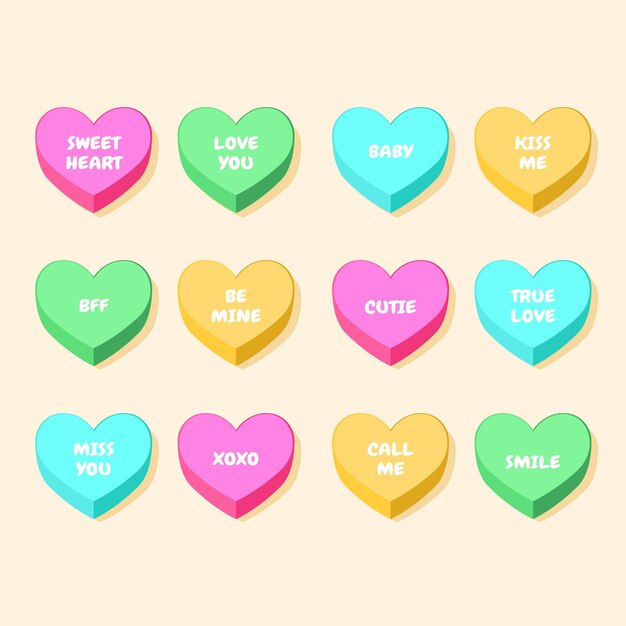 Free vector hand drawn flat design conversation hearts collection