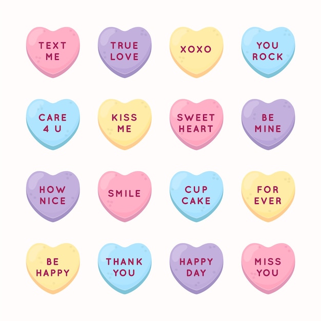 Free vector hand drawn flat design conversation hearts collection