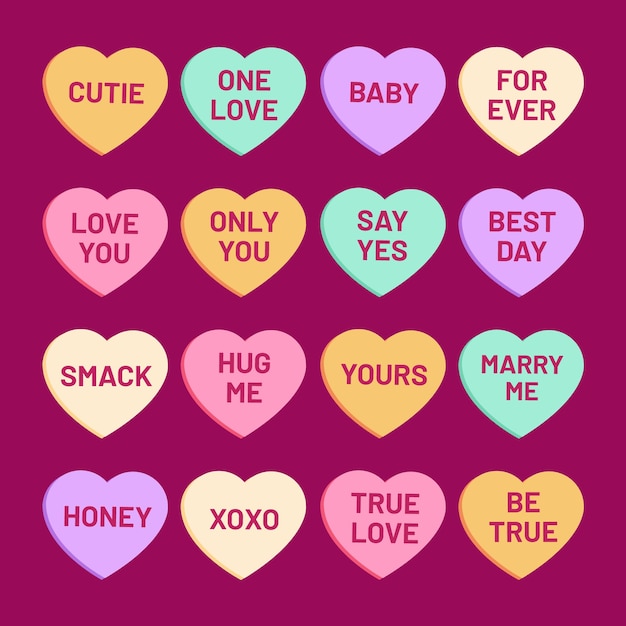 Free vector hand drawn flat design conversation hearts illustration collection