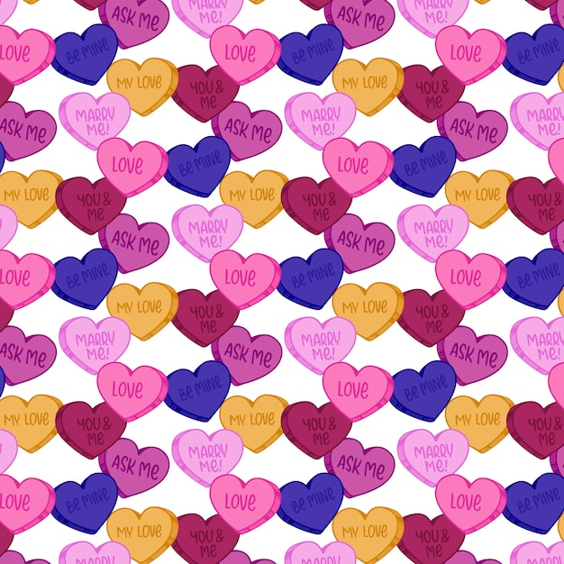 Free vector hand drawn flat design conversation hearts illustration pattern