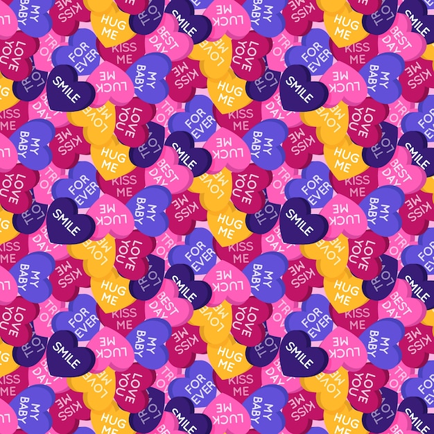 Hand drawn flat design conversation hearts illustration pattern