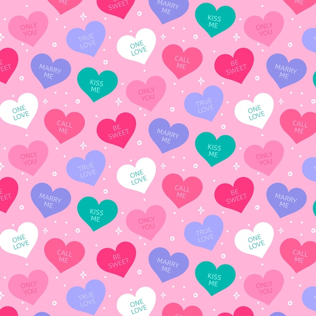 Hand drawn flat design conversation hearts illustration pattern