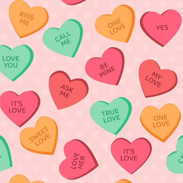 hand drawn flat design conversation hearts illustration pattern