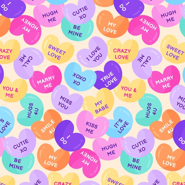 Hand drawn flat design conversation hearts illustration