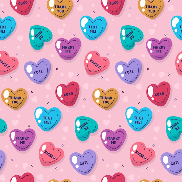 Hand drawn flat design conversation hearts pattern illustration