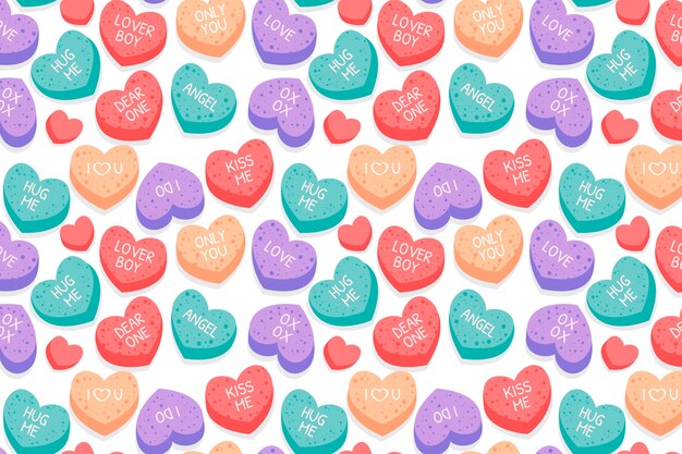 Hand drawn flat design conversation hearts pattern