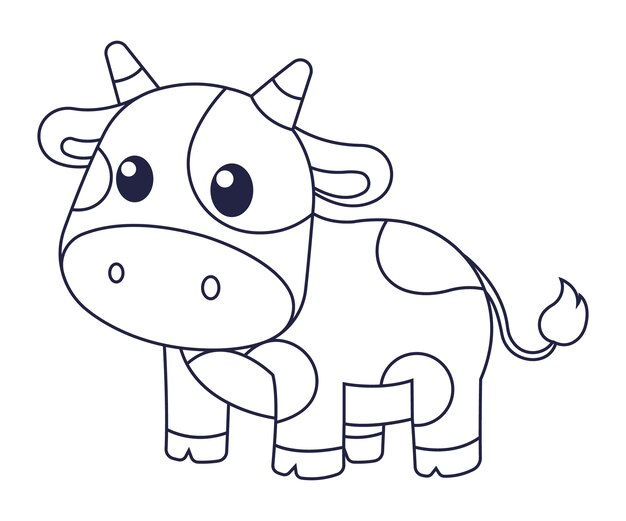 Hand drawn flat design cow outline