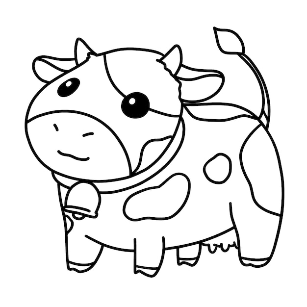 Hand drawn flat design cow outline