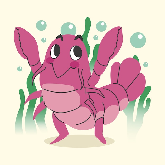 Free vector hand drawn flat design crawfish illustration