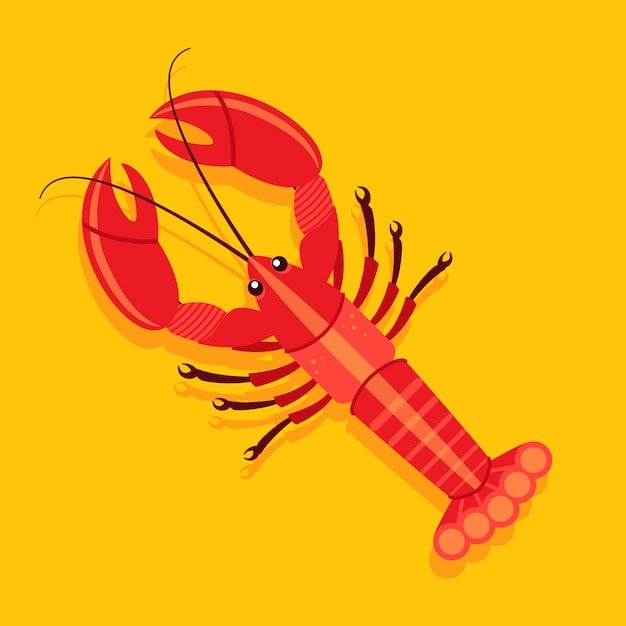 Hand drawn flat design crawfish illustration