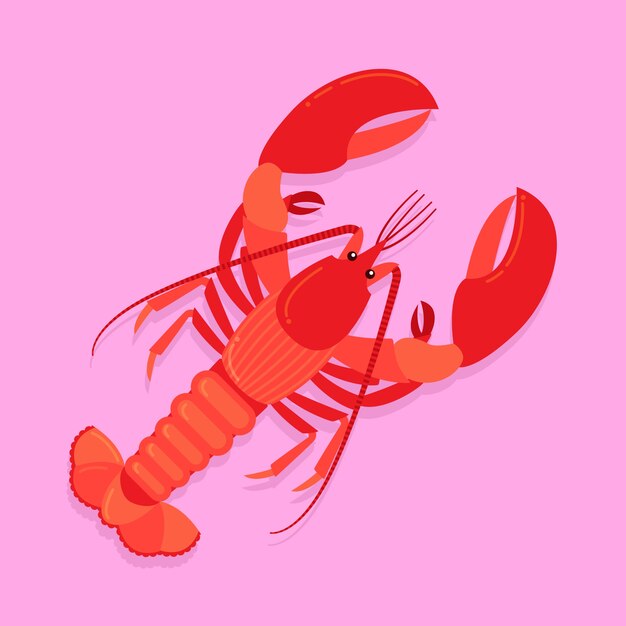 手描きフラットデザインザリガニイラスト