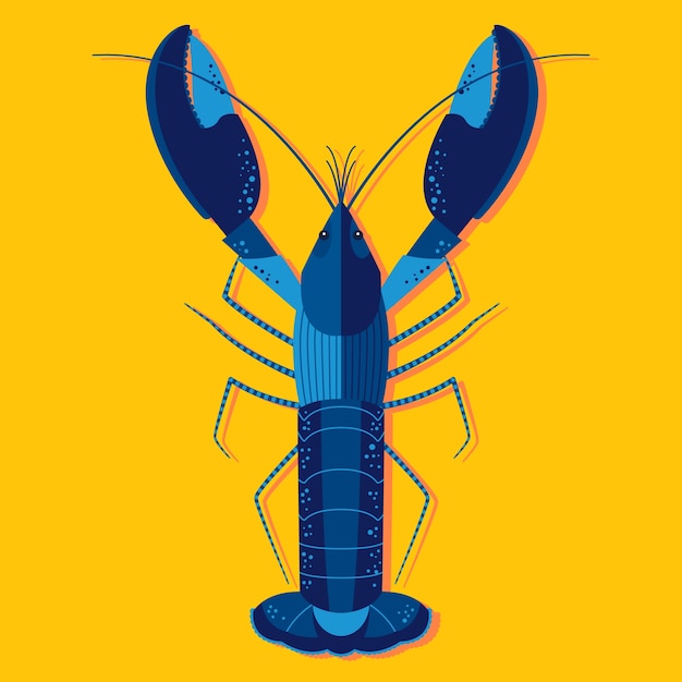 Hand drawn flat design crawfish illustration