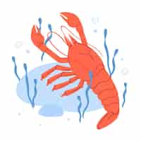 Free vector hand drawn flat design crawfish illustration