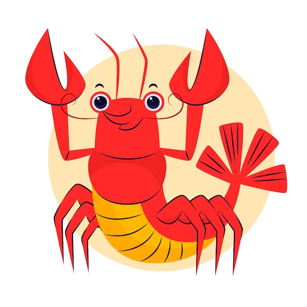 Hand drawn flat design crawfish illustration