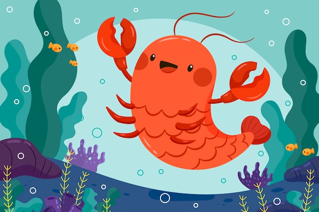 Free vector hand drawn flat design crawfish illustration