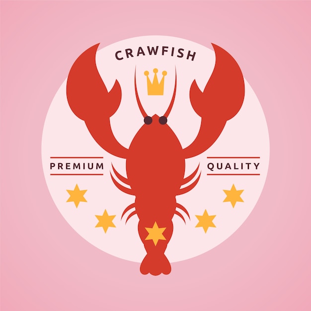 Hand drawn flat design crawfish logo