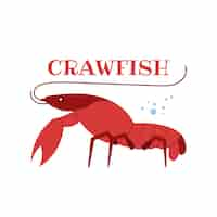 Free vector hand drawn flat design crawfish logo