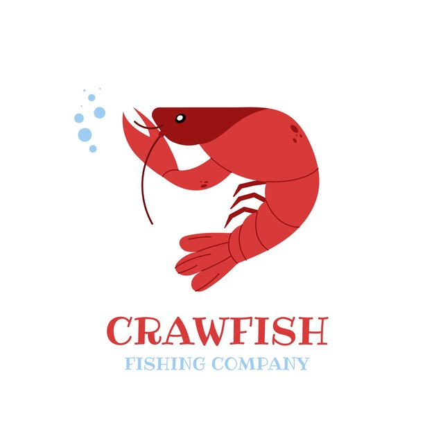 Hand drawn flat design crawfish logo