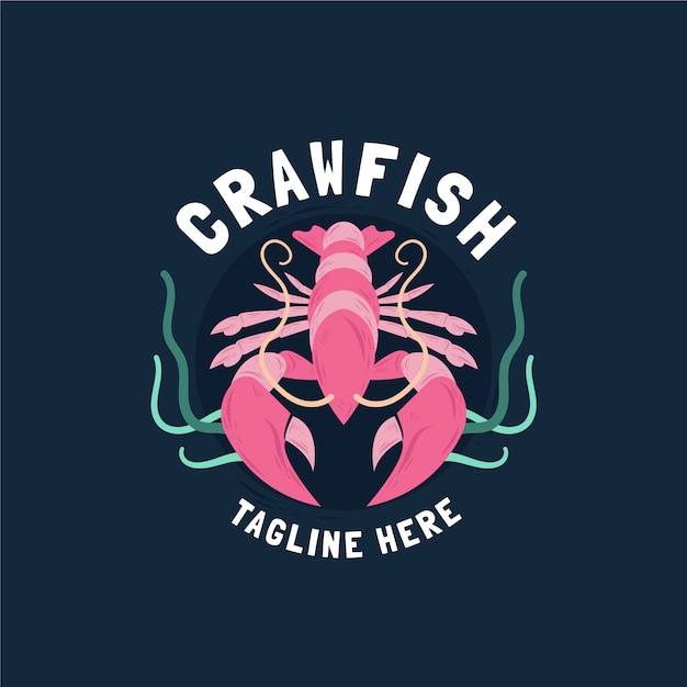 Free vector hand drawn flat design crawfish logo