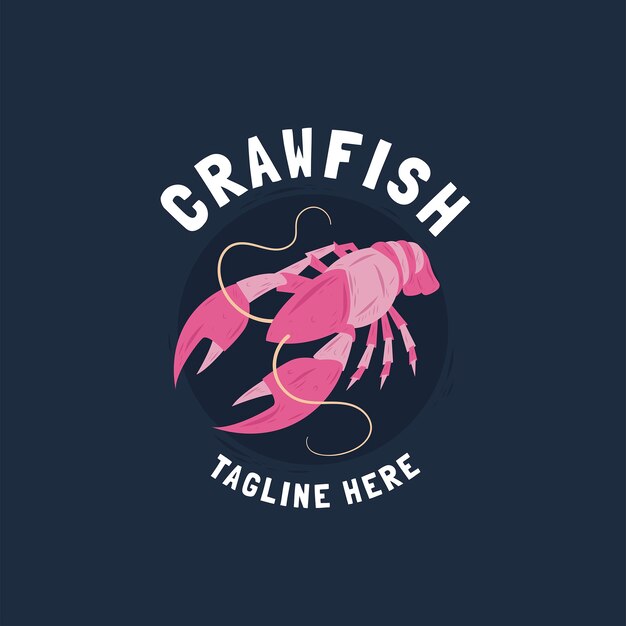 Hand drawn flat design crawfish logo