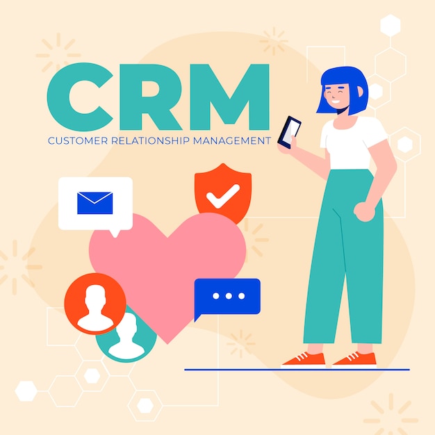 Hand drawn flat design crm illustration