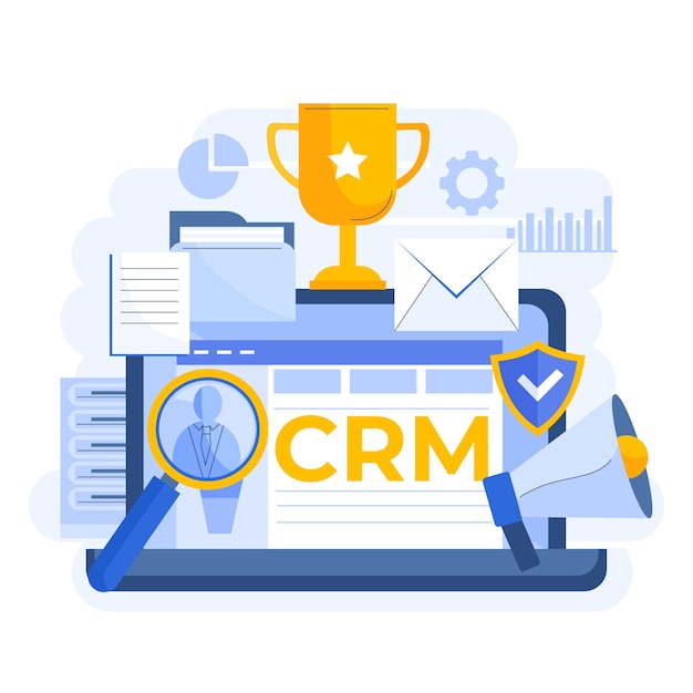 Ручной обращается плоский дизайн иллюстрации crm