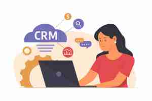 무료 벡터 손으로 그린 평면 디자인 crm 그림