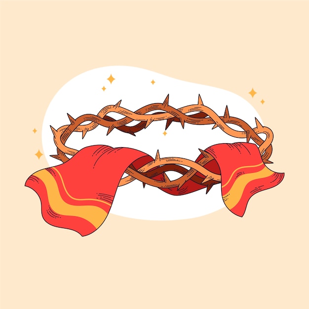 Hand drawn flat design crown of thorns illustration