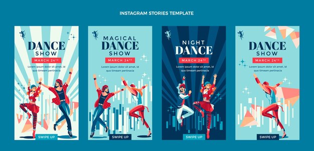 Hand drawn flat design dance show template