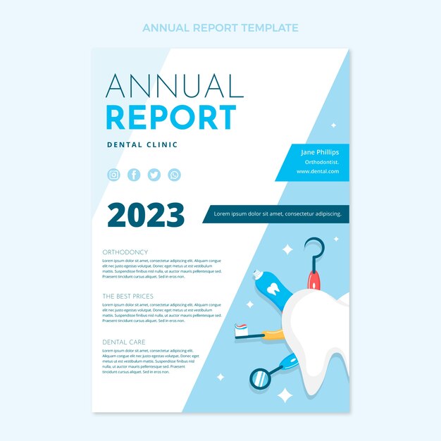 Hand drawn flat design dental clinic annual report